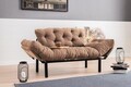 Canapea extensibilă cu 2 locuri, Futon, 859FTN2866, Metal, Maro deschis