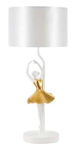 Lampa de masa Dancer, Mauro Ferretti, 1 x E27, 40W, 28x64 cm, polirasina/fier, auriu/alb