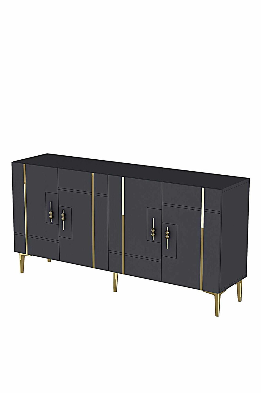 Consola, Hanah Home, Ilay 150, 150x75x32 cm, Antracit / Aur — imaginea 5