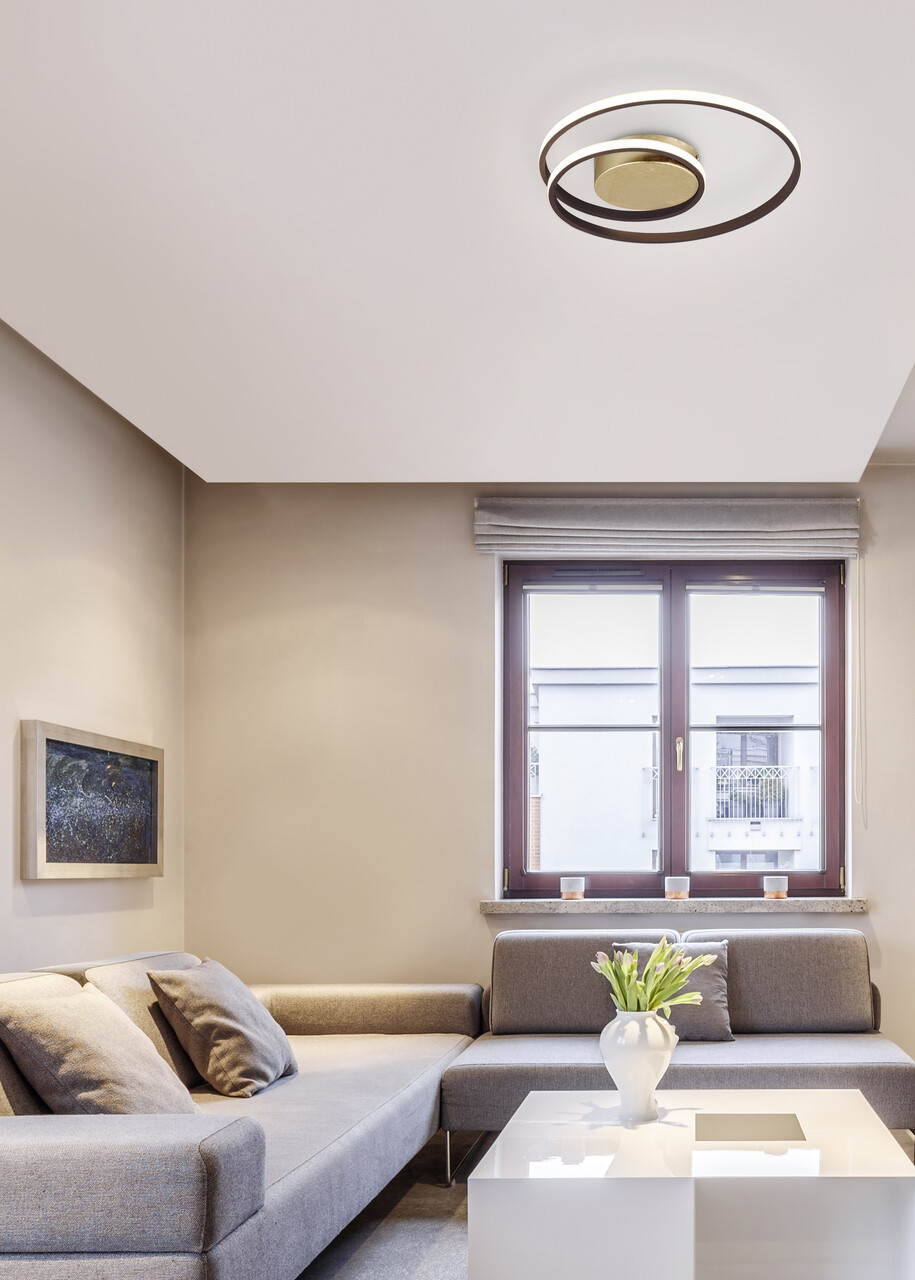 Plafoniera Zibal, RL, 39x7 cm, 22W, 1x SMD, metal, ruginiu/alb