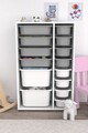Dulap multifunctional, Estella, Rine 2D4K8U, Alb/Gri