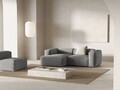 Coltar stanga 2 locuri, Bergamo, Cosmopolitan Design, 244x152x70 cm, catifea chenille raiata, gri deschis