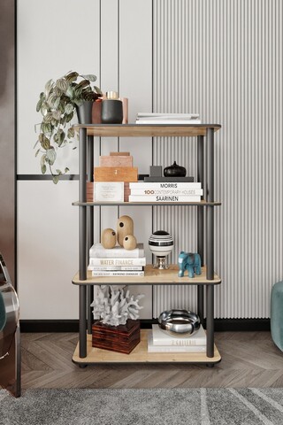 Corp biblioteca, Hanah Home, Bookcase 4 Rect, 60x105x30 cm, MDF , Stejar
