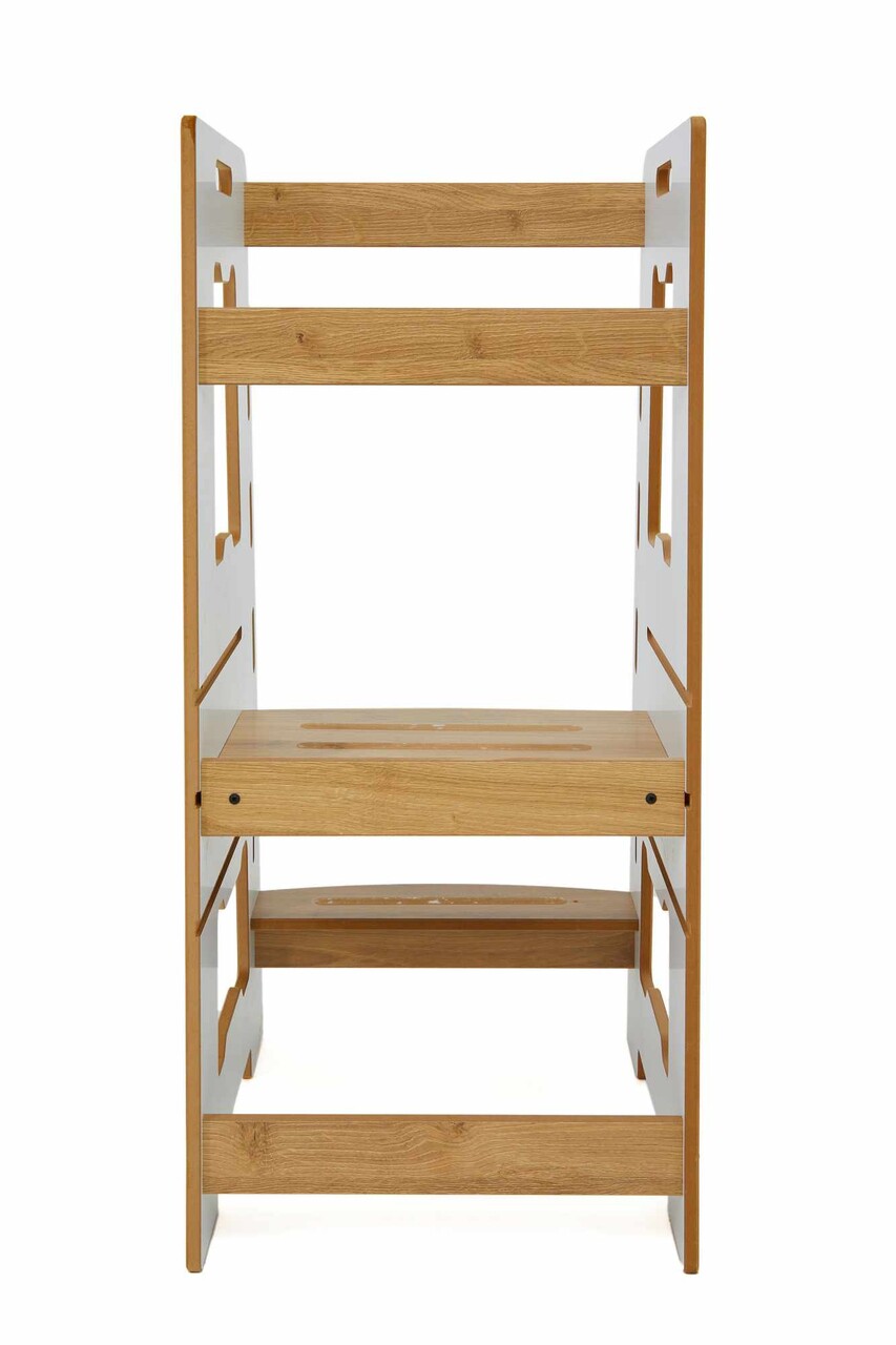 Turn de invatare, Hanah Home, Learning Tower, 40x90x50 cm, Alb / Natural - view 2