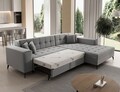 Coltar extensibil dreapta 4 locuri ELTAP, Sol-31, Solange, 292x196x84 cm, lemn/poliester, gri deschis