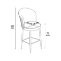 Set scaun de bar (2 bucăți), Charlotte, Fora, Metal, Crem / Crom