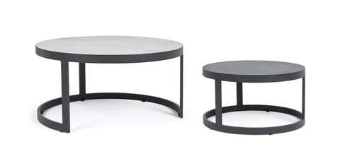 Set 2 masute de cafea pentru gradina jacob, bizzotto, Ø60 x 33 cm/Ø80 x 40 cm, aluminiu/ceramica, gri carbune