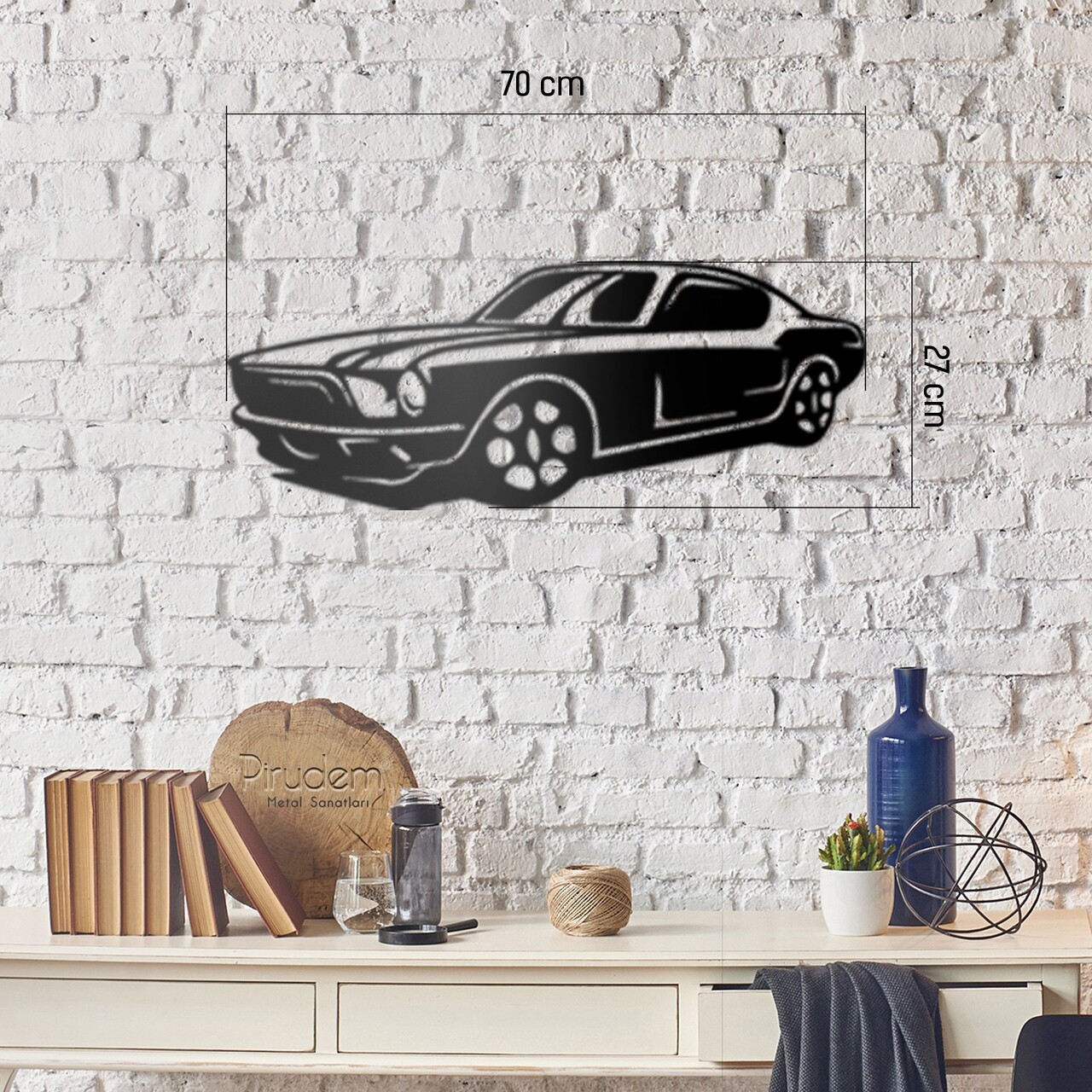 Decoratiune de perete, Mustang, 70 x 27 cm, Negru - view 3