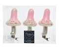 Set 3 globuri decorative Mushroom, Decoris, sticla, roz