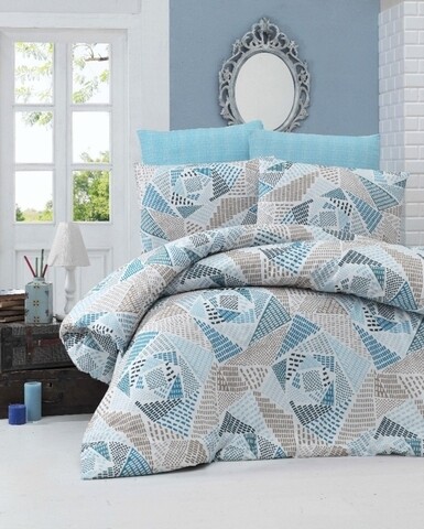 Lenjerie de pat pentru o persoana, victoria, montana blue, 3 piese, amestec bumbac, albastru