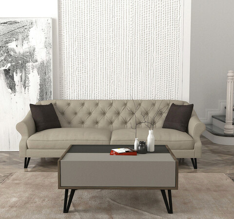 Masuta de cafea, tera home, borges, 90x41.8x60 cm, pal, gri / antracit / nuc