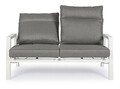 Canapea cu 2 locuri pentru gradina Kledi Lunar, Bizzotto, 152 x 81 x 98 cm, spatar ajustabil, aluminiu/textilena 1x1, gri