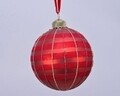 Set 3 globuri Checkered, Decoris, Ø8 cm, sticla, rosu
