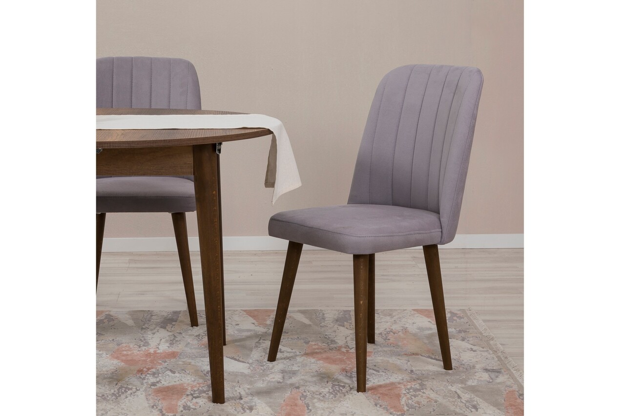 Set masa extensibila si scaune, Hanah Home, Vina 0701, Nuc / Gri - imagine 4