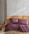 Set cuvertura de pat dubla Pique, 3 piese, 220x240 cm, 100% bumbac Jacquard, Saheser, Enza, rosu