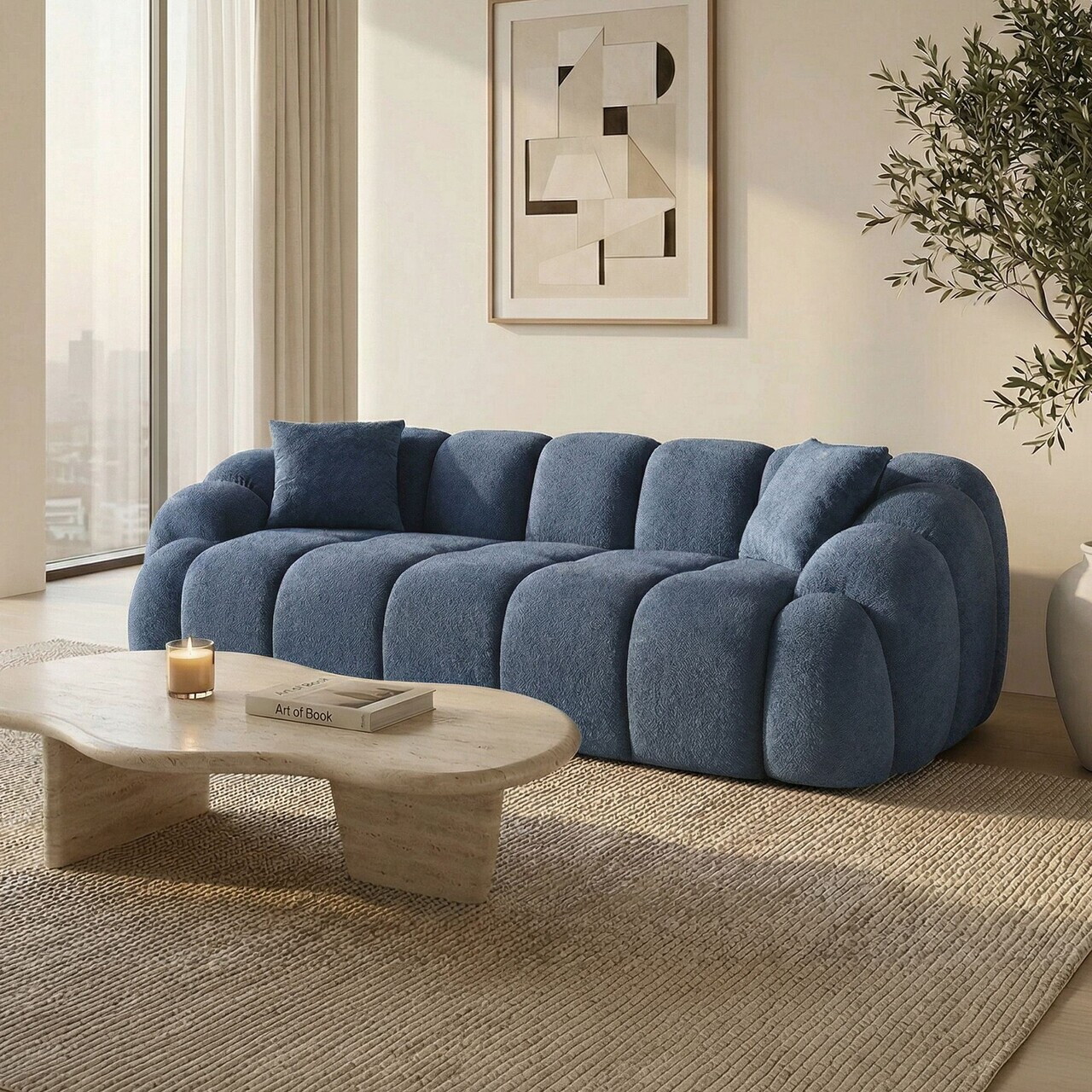 Canapea 3 locuri, Atelier del Sofa, 752EST1133, Lemn de carpen/PAL melaminat, Albastru navy - view 4