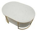 Masuta de cafea Izmir, Mauro Ferretti, 90x60x45 cm, fier/marmura, auriu/alb