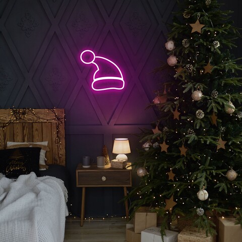 Lampa de perete Santa Claus, Neon Graph, 28x26x2 cm, roz Decoratiuni si ornamente
