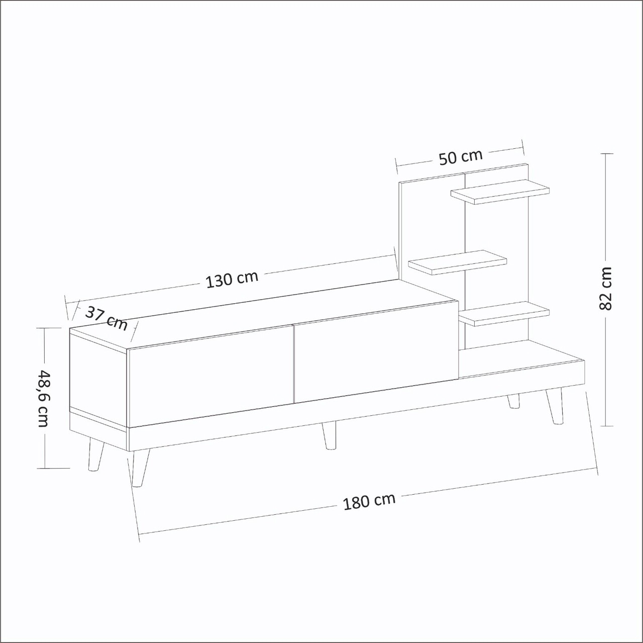 Comoda TV, Inarch, Dizayn, 180x82x37 cm, Antracit / Nuc