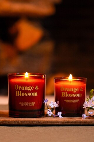 Set 2 lumanari, Glam Orange Blossom, Portocaliu