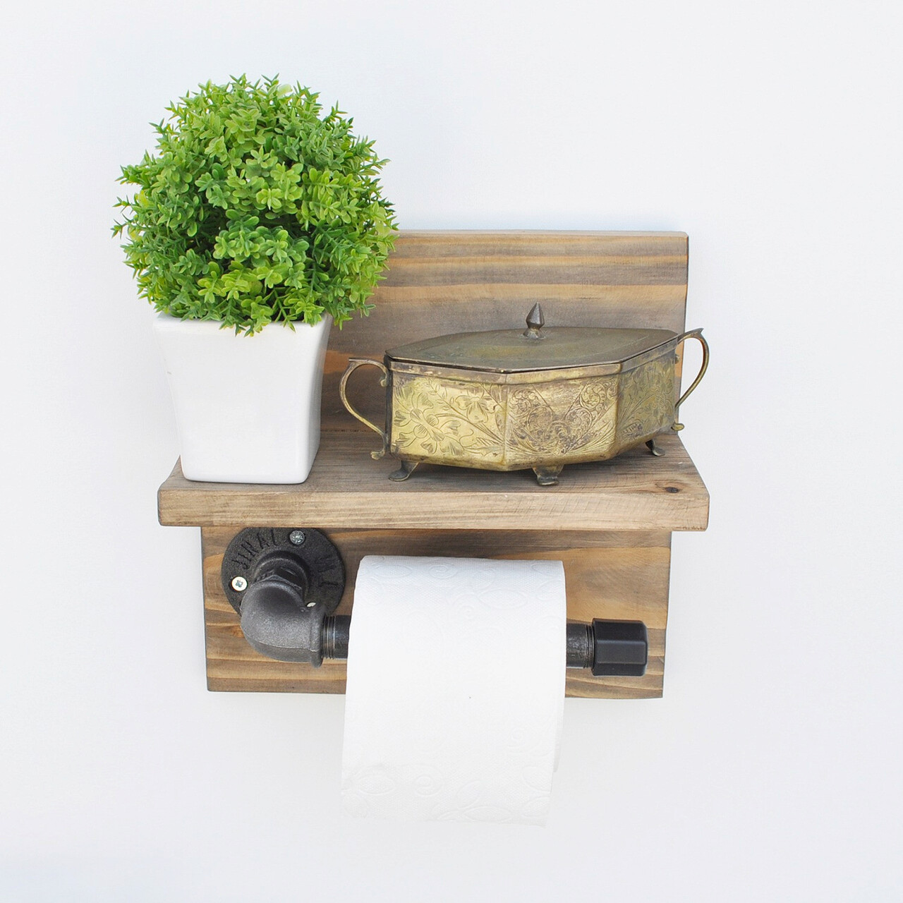 Raft de perete, Evila Originals, Boruraf172, 30x14x12 cm, Nuc / Negru - 1 | YEO