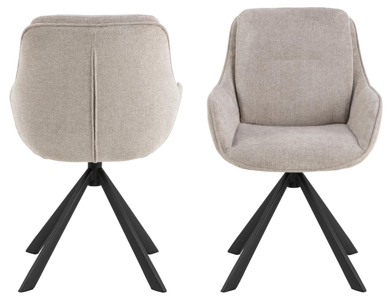 Scaun Carrie, Actona, 58.5x64x87.5 cm, rotativ, tesatura structurata/otel, bej nisip - view 6