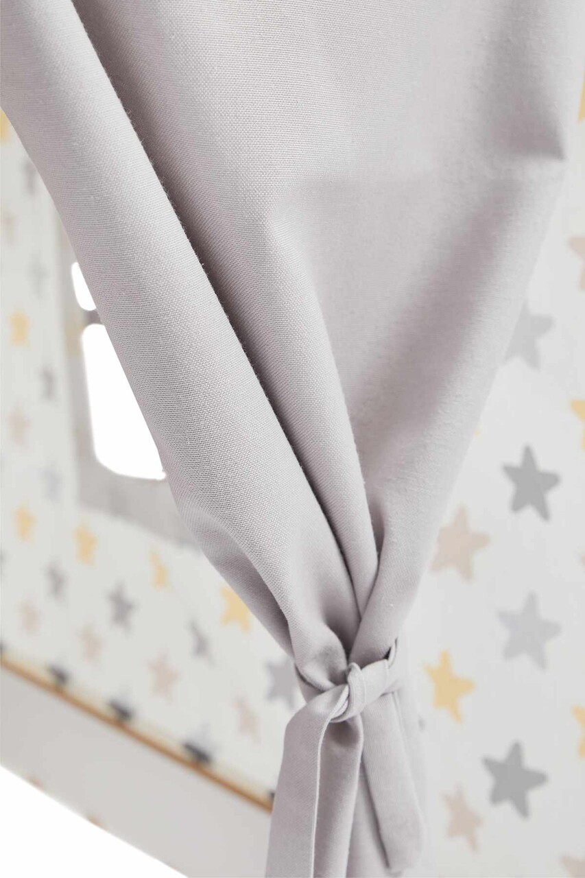 Cort de joaca pentru copii, Hanah Home, Wooden Tent, 95x114x90 cm, Alb / Galben - imagine 10