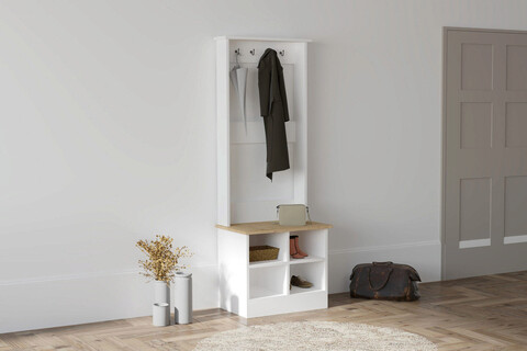 Cuier de perete, puqa design, mare, 64x175x43 cm, pal, safir / alb