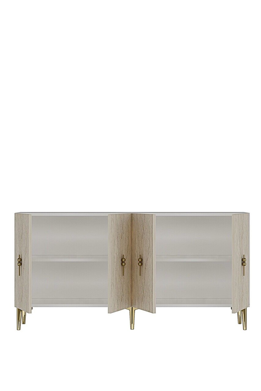 Consola, Hanah Home, Salkım 150, 125x75x32 cm, White / Travertine / Gold — imaginea 7