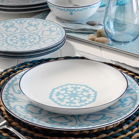 Serviciu de masa, 24 piese, Kutahya Porselen, ZG24Y2430596614, portelan, alb/bleu Kutahya Porselen