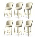 Set scaune de bar 6 piese, Charlotte, Fora, Metal, Crem / Aur