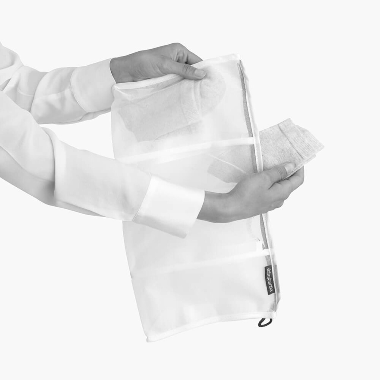 Husa pentru spalat sosete, Brabantia, Wash bag, 42x22 cm, textil, alb/gri - 1 | YEO