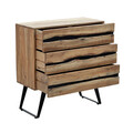 Comoda cu 3 sertare Imena, Pakoworld, 80x38x86.5 cm, lemn masiv/metal, natural/negru