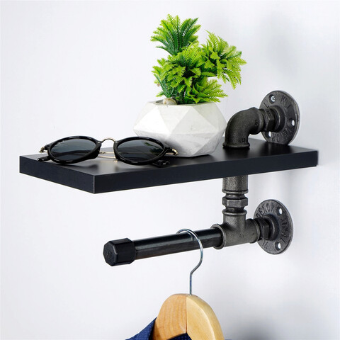 Raft de perete, boruraf238, mdf , dimensiune: 15 x 28 x 15 cm, negru