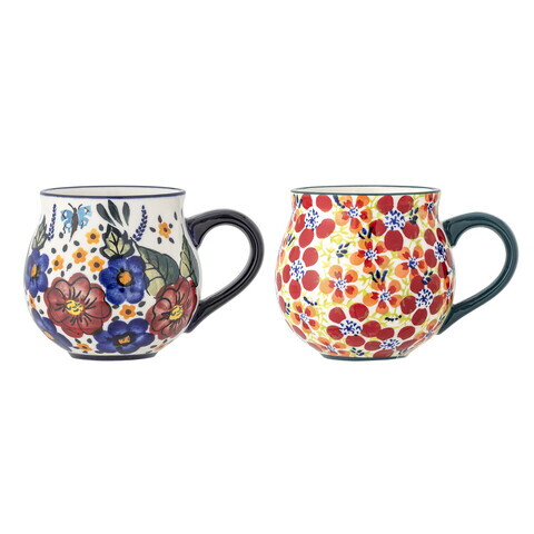 Set 2 cani, Bloomingville, Florist, 9x8.5 cm, 330 ml, ceramica, multicolor