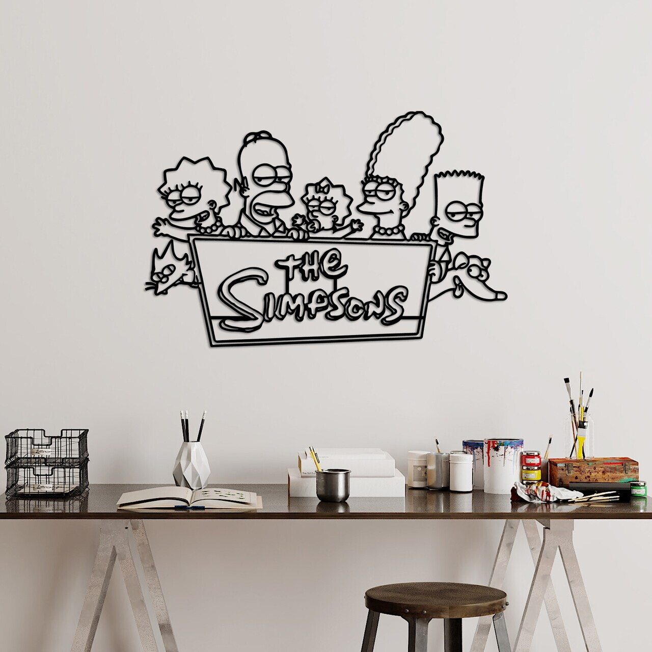 Decoratiune de perete, Sımpson 7, Dimensiune: 62 x 40 cm, Negru — imaginea 2