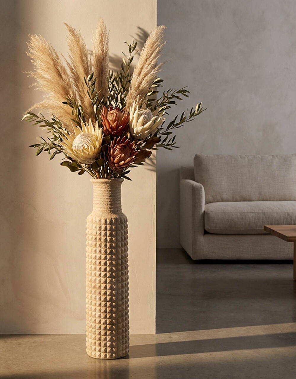 Vaza decorativa, Mauro Ferretti, Sand Outdoor, 28x110 cm, polirasina, bej - view 2