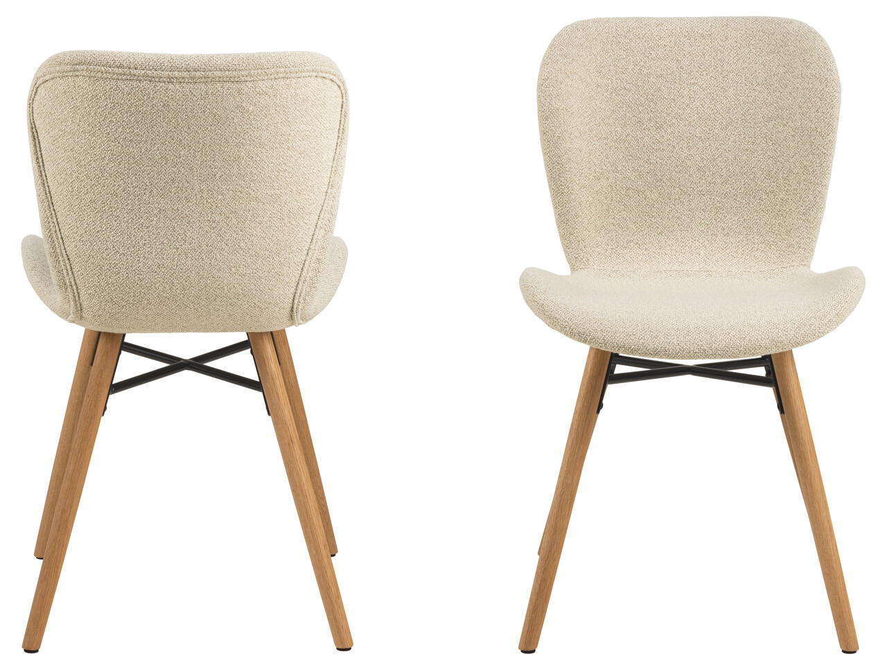 Scaun Batilda -A1, Actona, 47x53x82.5 cm, tesatura Boucle/lemn de stejar, crem - view 9