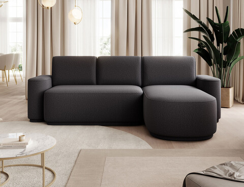 Coltar extensibil dreapta 4 locuri ELTAP, Aurumm, 285x180x92 cm, lemn/poliester, gri antracit