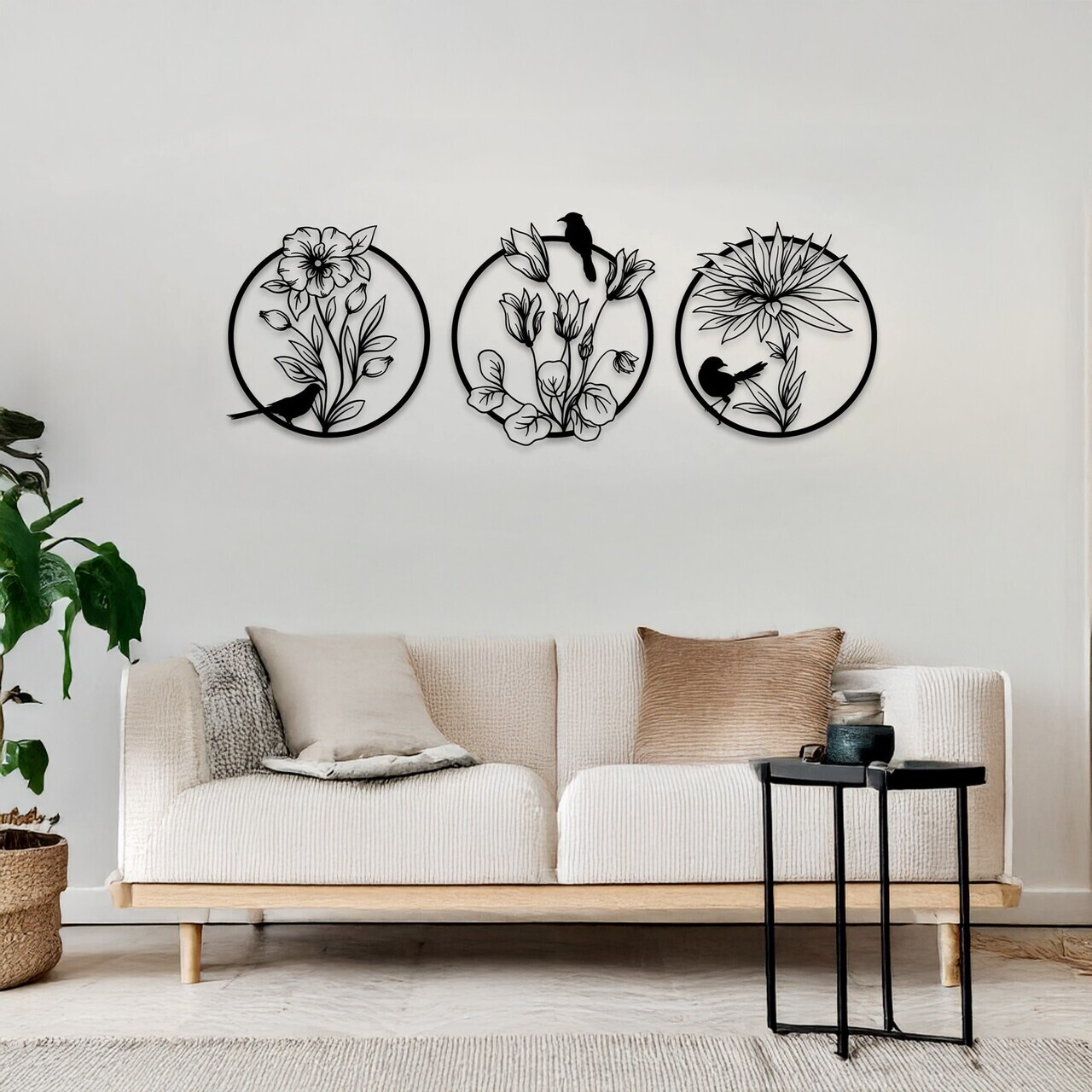 Set de accesorii decorative de perete din metal, DCV-1093-MT, 30 x 30 cm, 3 piese, Negru — imaginea 3