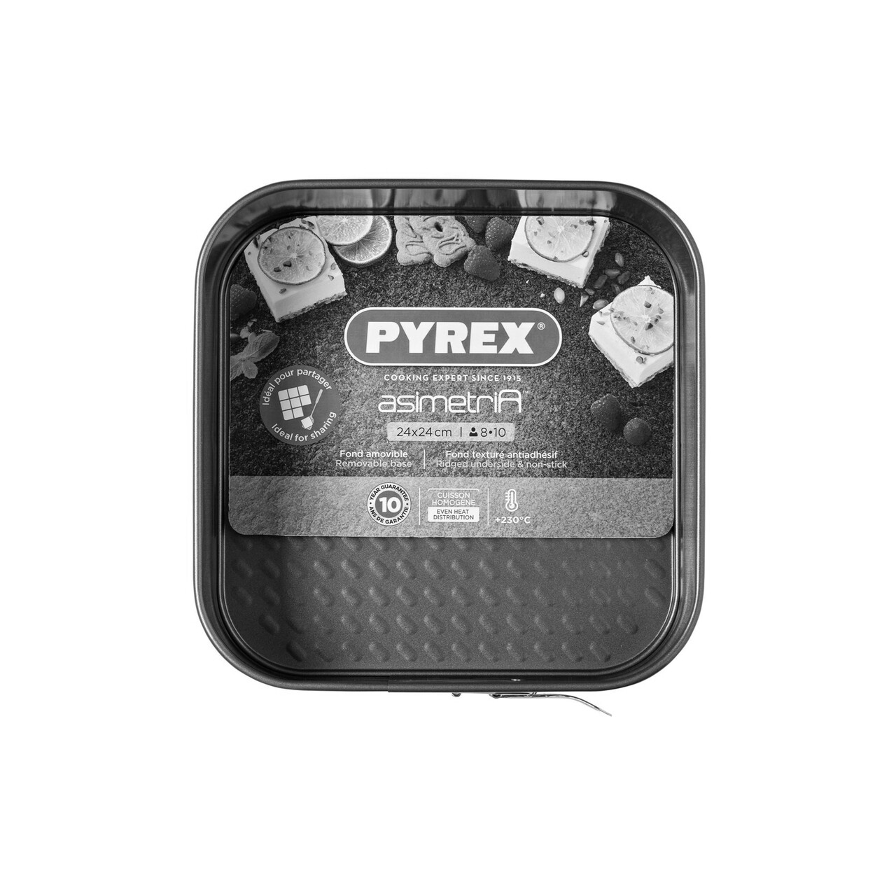 Forma de copt patrata, cu baza detasabila, otel carbon, 24 cm, "Asimetria" - Pyrex - imagine 4