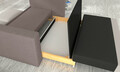 Canapea extensibila 2 locuri, ELTAP, Wave, 150x90x90 cm, lemn/poliester, gri inchis/gri deschis