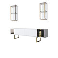 Comoda TV, Bexley, Gold Line, 180x30x48 cm, PAL, Alb/Negru