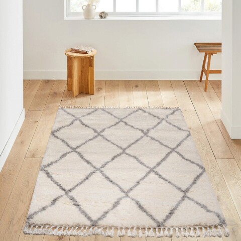 Covor de hol, post 3204, 100x150 cm, poliester, alb / gri