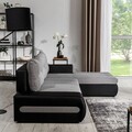 Coltar extensibil dreapta 4 locuri ELTAP, Ov35, Ottavio, 275x180x85 cm, lemn/poliester, albastru/gri inchis