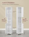Dulap ingust pentru baie cu lumina integrata, Vasagle, 30x30x170 cm, MDF, alb cloud