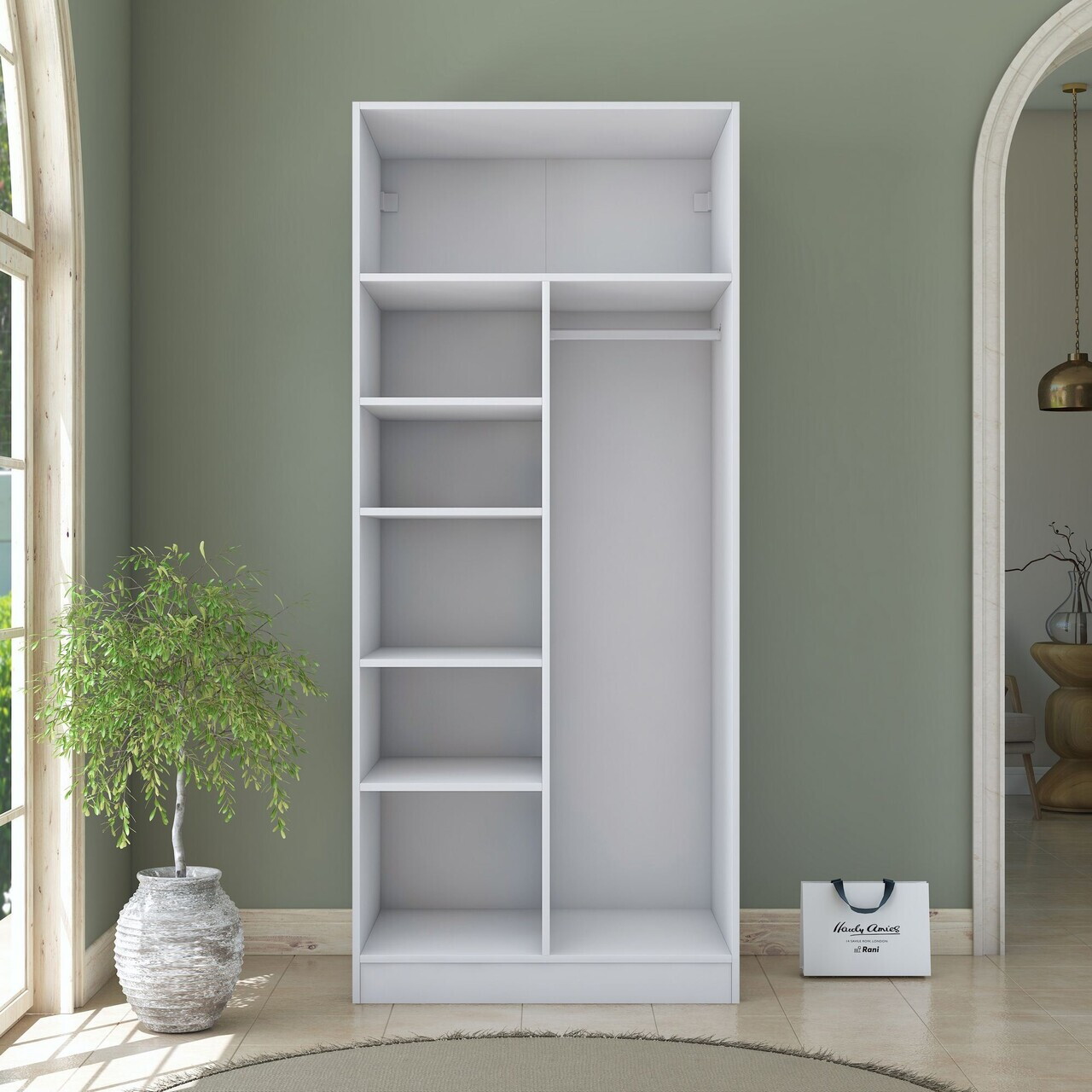 Dulap pentru haine, Hanah Home, BA223, 90x210x57.5 cm, PAL melaminat, Alb - view 8