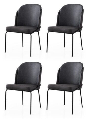 Set scaune 4 piese, Nmobb, Dore, Aur/Negru