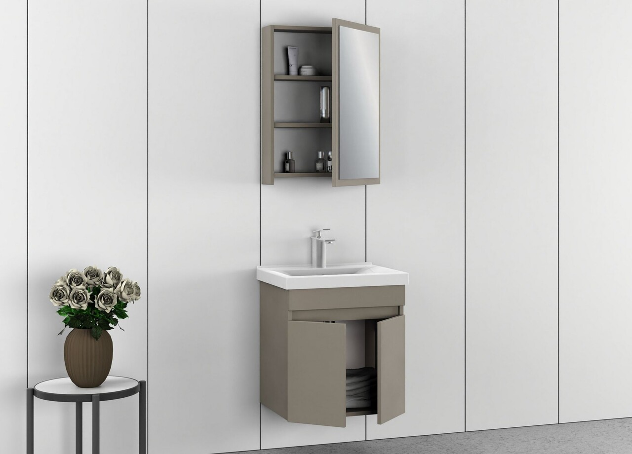 Set mobilier de baie (2 piese), Hanah Home, Amore 55, Latte - view 4