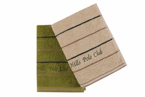 Set 2 prosoape de maini 407, beverly hills polo club, 50x90 cm, bumbac, kaki/crem